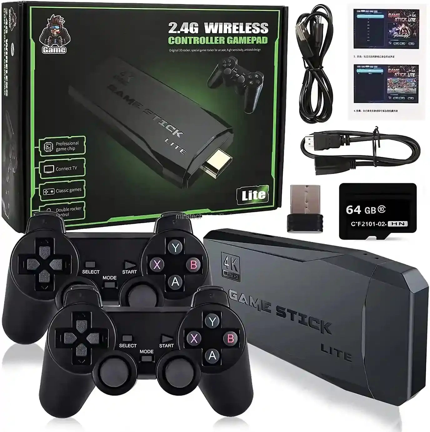 2.4 g Wireless Controller Gamepad | 64GB, Built-in 20,000+ Games | Activity Toy